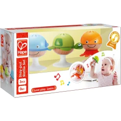 Hape havdyr ranglesæt til baby - 3 rangler med sugekopper og bidele - fra 0 mdr.