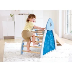 Hape 4-i-1 klatre- og rutsjebanesæt - aktivitetsmøbel med telt og boldnet - 176x53x79 cm