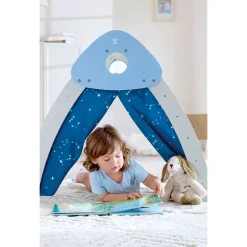 Hape 4-i-1 klatre- og rutsjebanesæt - aktivitetsmøbel med telt og boldnet - 176x53x79 cm