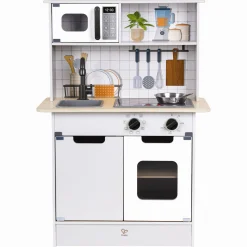 Hape moderne legekøkken i træ med lys, lyd, pande og spatel - 60x91 cm