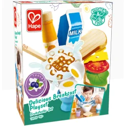 Hape morgenmad legesæt i træ - legemad til legekøkken - 13 dele