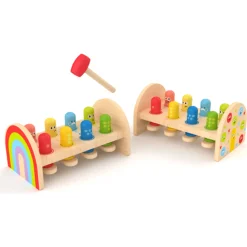 Hape Rainbow hammerbræt i træ med hammer og hoppepinde - fra 12 mdr.