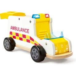 Hape Rapid Response ambulance - udrykningskøretøj med lys, sirene og båre - 26x12 cm