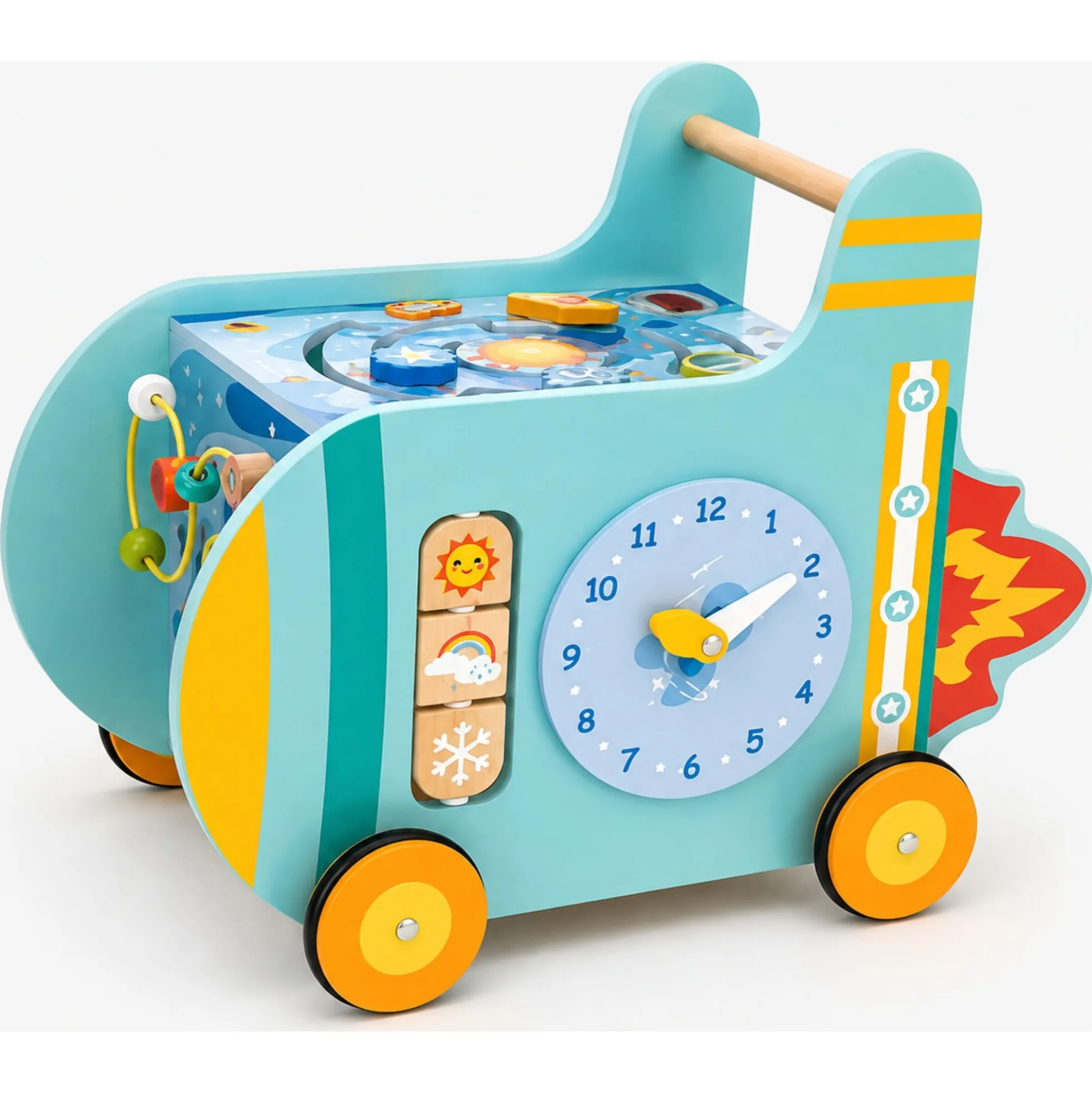Hape rumraket gåvogn - aktivitetsgåvogn med tandhjul og kuglebane - fra 12 mdr.