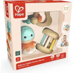 Hape sansegavesæt til baby - rangle, rullerangle og bidering - 3 dele - fra 0 mdr.