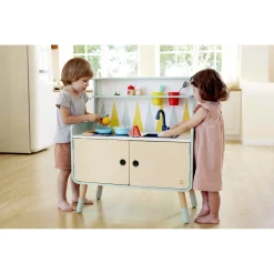 Hape Switch & Store legekøkken med opbevaring, lys, og lyd - 20 dele - 78x86,6x39 cm