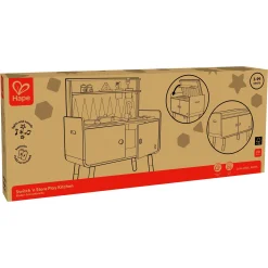 Hape Switch & Store legekøkken med opbevaring, lys, og lyd - 20 dele - 78x86,6x39 cm