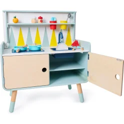 Hape Switch & Store legekøkken med opbevaring, lys, og lyd - 20 dele - 78x86,6x39 cm