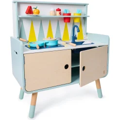 Hape Switch & Store legekøkken med opbevaring, lys, og lyd - 20 dele - 78x86,6x39 cm