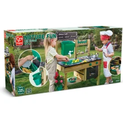Hape udendørs legekøkken - mudderkøkken med vandtank, tavle og tilbehør -77x46x99