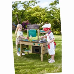 Hape udendørs legekøkken - mudderkøkken med vandtank, tavle og tilbehør -77x46x99