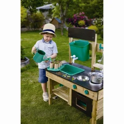 Hape udendørs legekøkken - mudderkøkken med vandtank, tavle og tilbehør -77x46x99