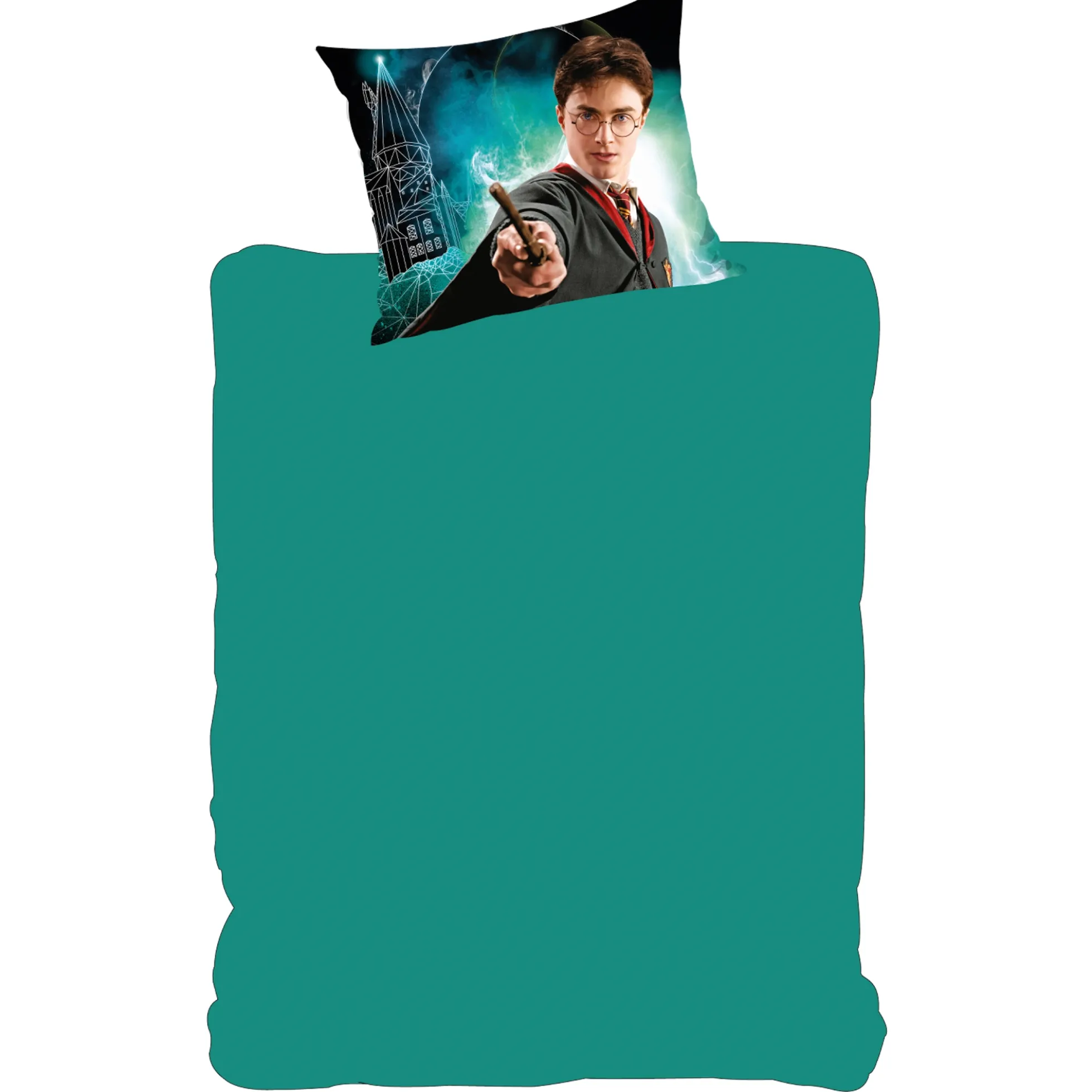 Harry Potter Sengetøj 150x210 cm - Selvlysende sengetøj med harry potter - 2 i 1 design - 100% bomuld