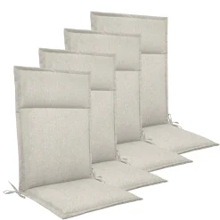 Havehynder til positionsstol 4 stk. - Luksus hynder 5 cm skum - Beige havehynder med høj ryg - Slidstærkt UV-resistent betræk - Nordstrand Home stolehynder