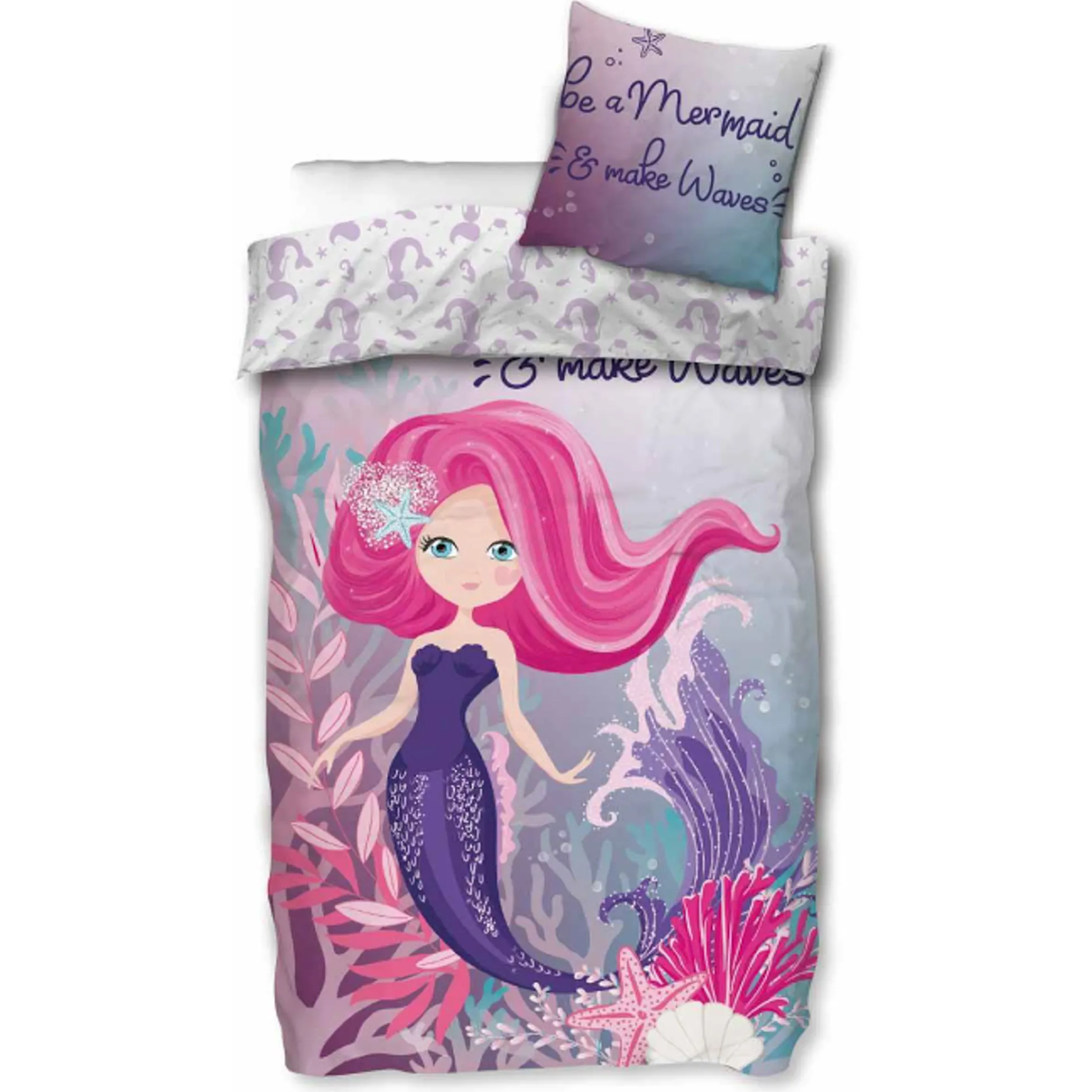 Havfrue sengetøj - 100% bomuld - Børnesengetøj 140x200 cm - Be a mermaid