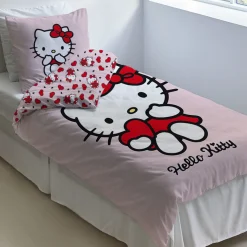 Hello Kitty sengetøj - 100% bomuld - Børnesengetøj 140x200 cm - Lyserød