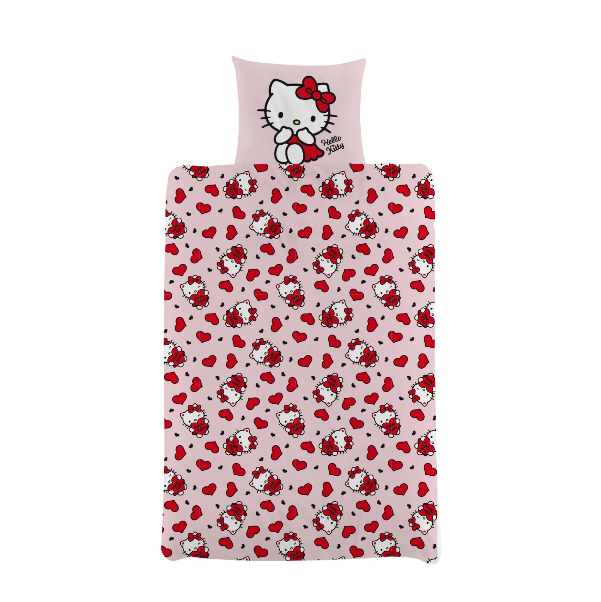 Hello Kitty sengetøj - 100% bomuld - Børnesengetøj 140x200 cm - Lyserød