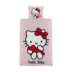 Hello Kitty sengetøj - 100% bomuld - Børnesengetøj 140x200 cm - Lyserød