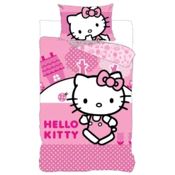 Hello Kitty sengetøj - 100% bomuld - Junior sengetøj 100x140 cm - Lyserød