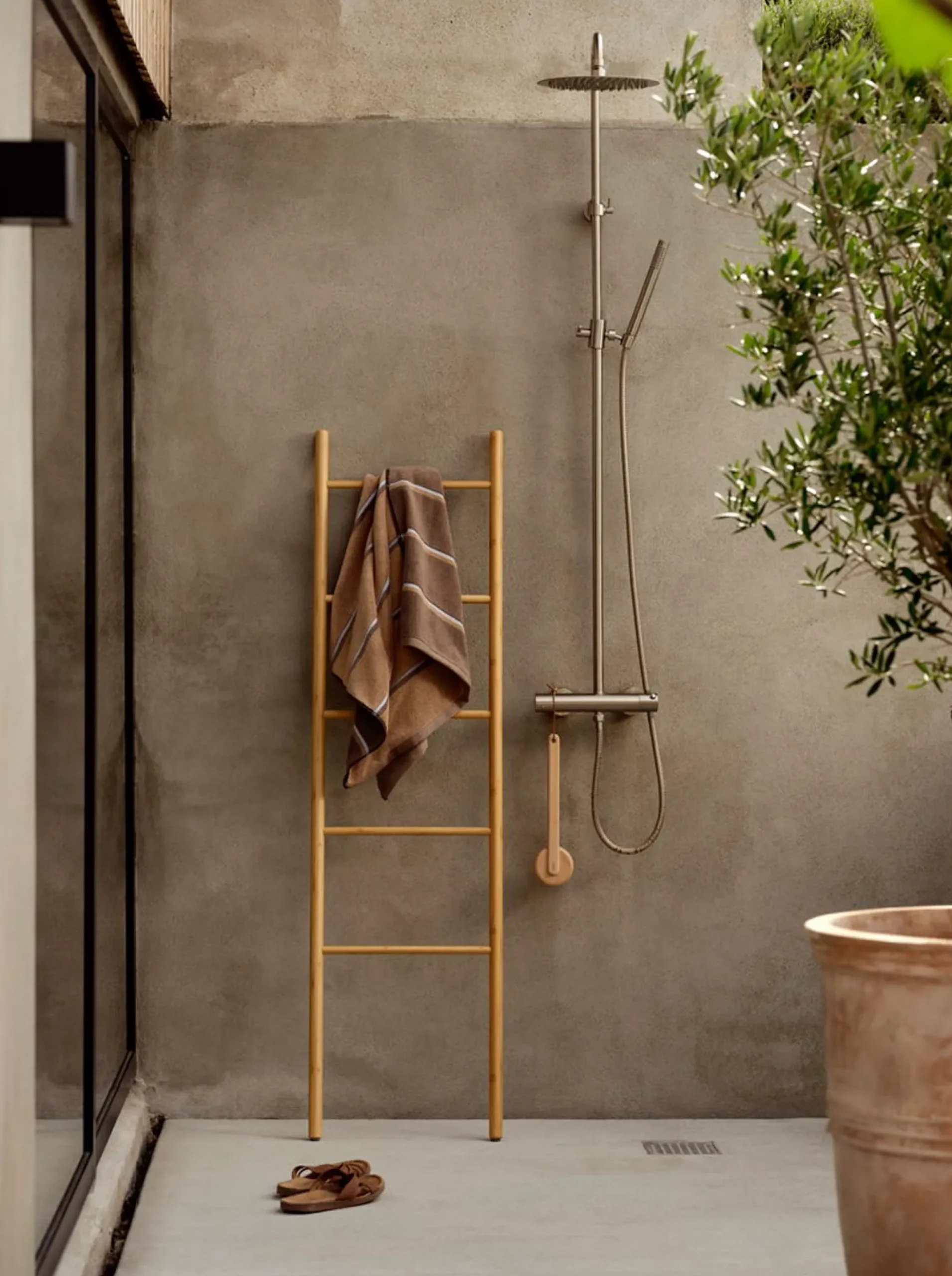 Håndklæde - 100% bomuld - 50x100 cm - Zone Denmark Sauna - Stribet Taupe