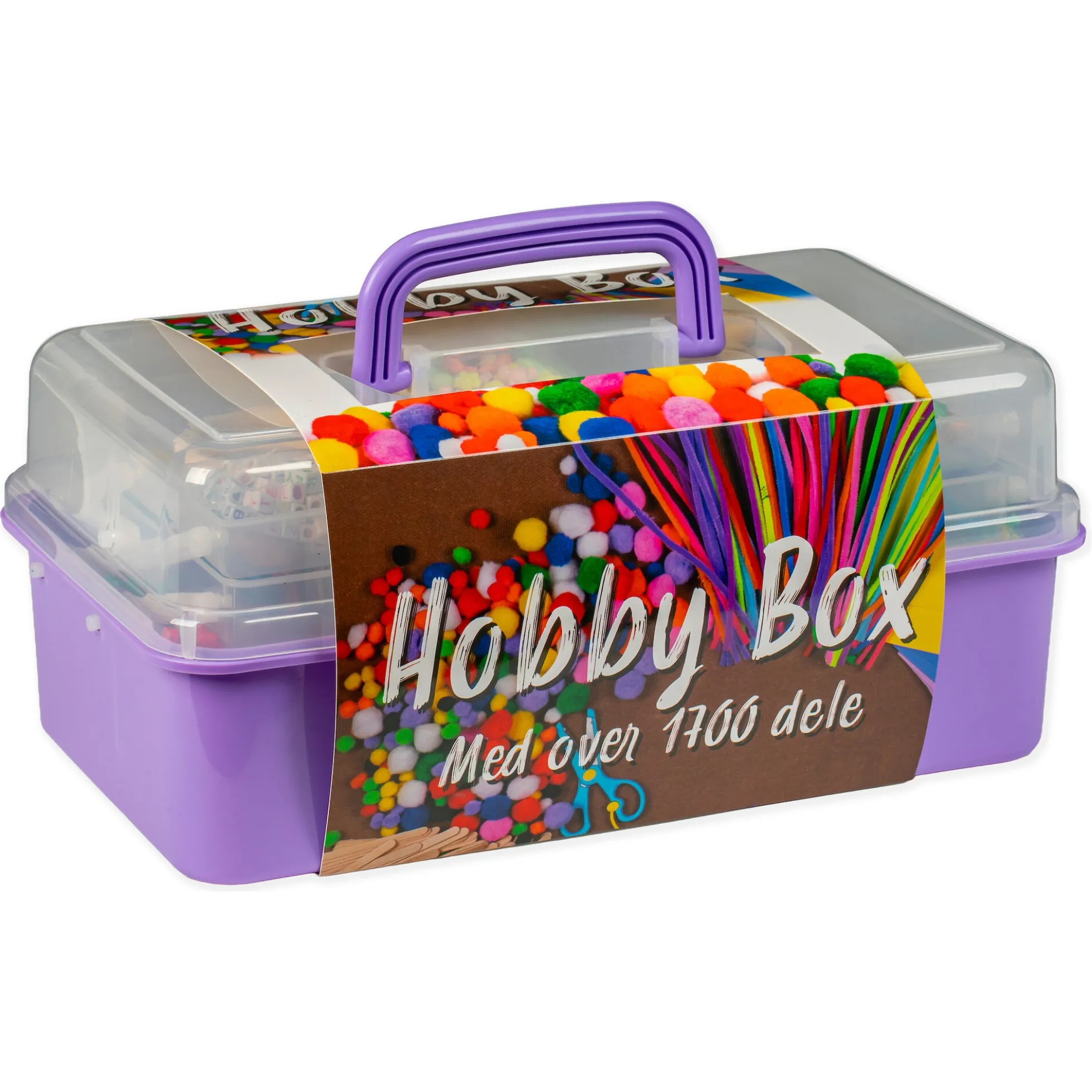 Hobbybox med kreative dele - Lilla - 1700 dele