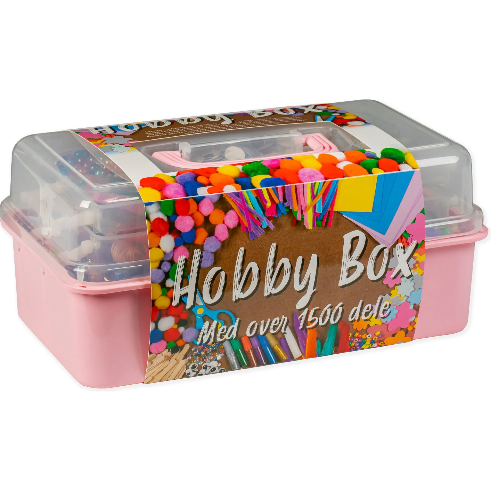 Hobbybox med kreative dele - Pink - 1500 dele