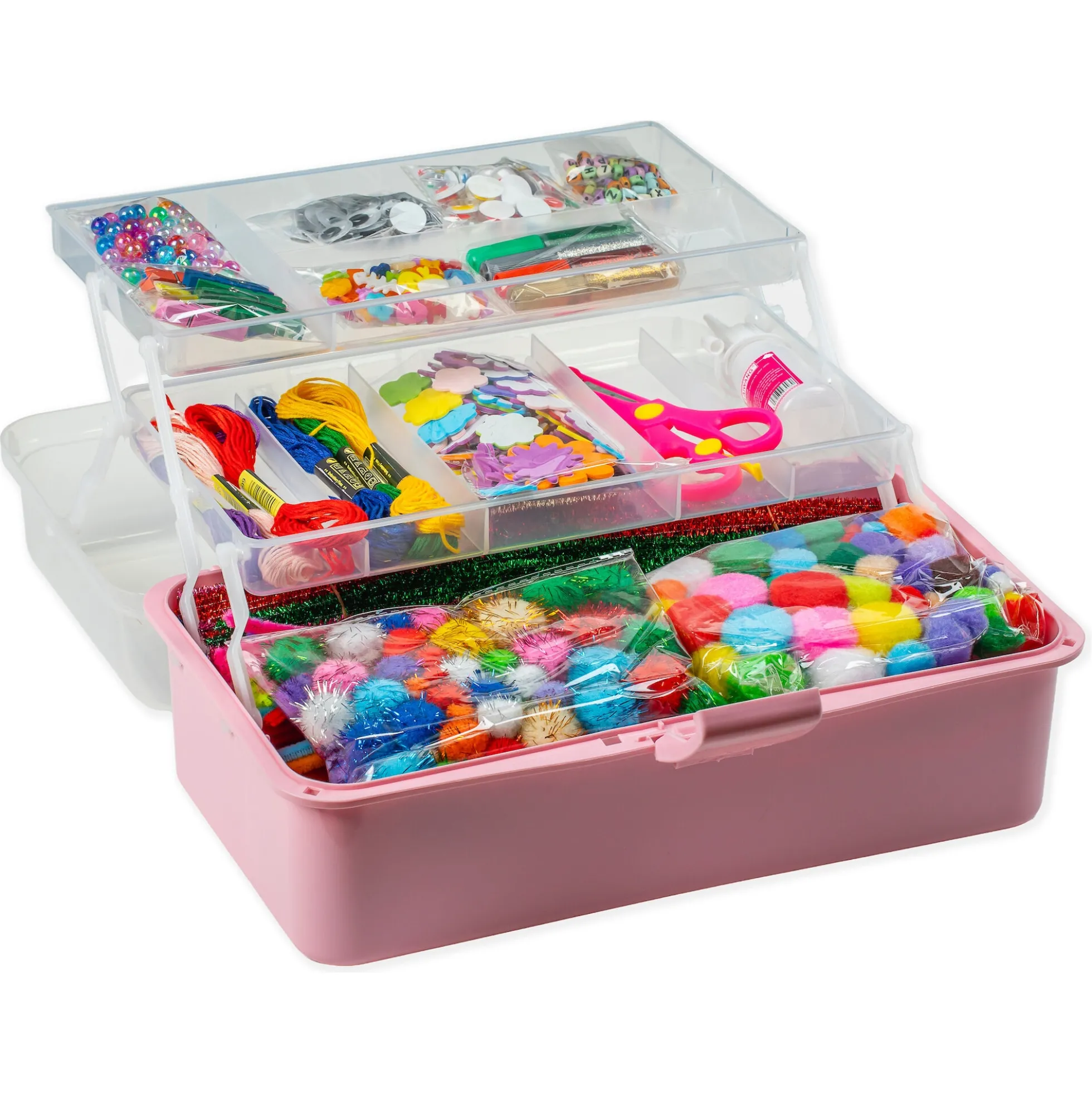 Hobbybox med kreative dele - Pink - 1500 dele