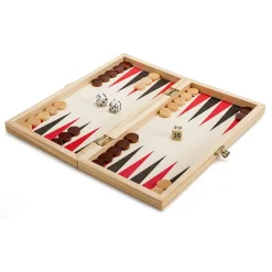 3-i-1 brætspil i træ med skak, dam og backgammon - 30x30 cm