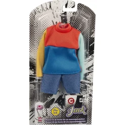 Jack dukketøj - Rød og blå sweater og shorts - til 29 cm dukker