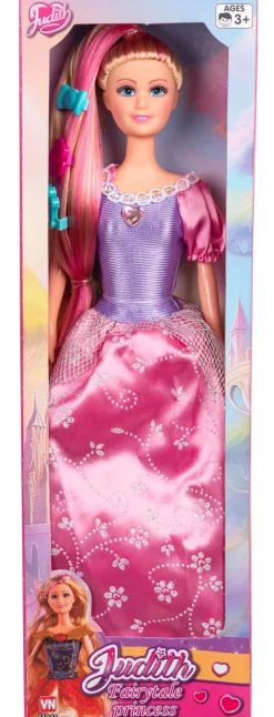 Judith eventyrprinsesse 29 cm - Prinsessedukke med lyserød og lilla kjole