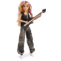 Judith J-Rock rockstardukker med blondt hår, guitar og mikrofon - 3 dukker - 29 cm