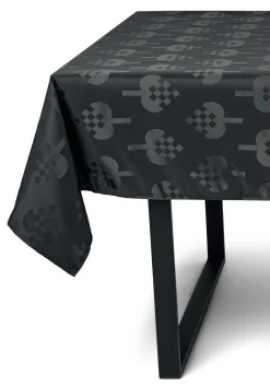Juledug - 140x420 cm - Grøn med hjerter - Jacquardvævet borddug - Eksklusiv dug