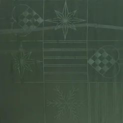 Juledug - 140x220 cm - Grøn med hjerter og stjerner - Jacquardvævet borddug - Eksklusiv dug