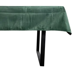 Juledug - 140x220 cm - Grøn med hjerter og stjerner - Jacquardvævet borddug - Eksklusiv dug