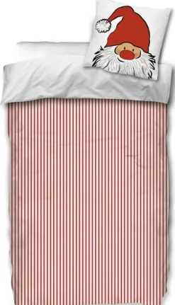 Julesengetøj - 100% bomuld - Junior sengetøj 100x140 cm - Nissedragt design