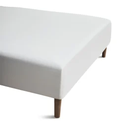 JUNA boxlagen 90x210 cm - 100% økologisk bomuld - Hvid Percale boxlagen