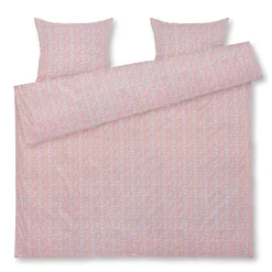 JUNA dobbelt sengetøj 200x220 cm - 100% økologisk bomuldssatin - Pleasantly blå med rosa blomster