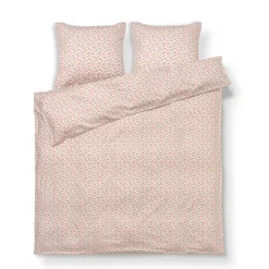 JUNA dobbelt sengetøj 200x220 cm - 100% økologisk bomuldssatin - Pleasantly hvid med rosa blomster