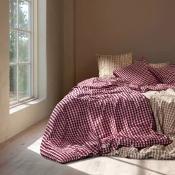 JUNA dobbelt sengetøj 200x220 cm - 100% økologisk bomuld - Bæk&Bølge blomme/rosa