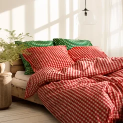 JUNA dobbelt sengetøj 200x220 cm - 100% økologisk bomuld - Bæk&Bølge rød
