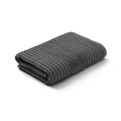 JUNA håndklæde - 100% økologisk bomuld - 50x100 cm - Check mørkegrå
