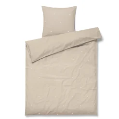 JUNA sengetøj - 100% økologisk bomuld - Daisy junior sengetøj 100x140 cm - Sand med broderede blomster