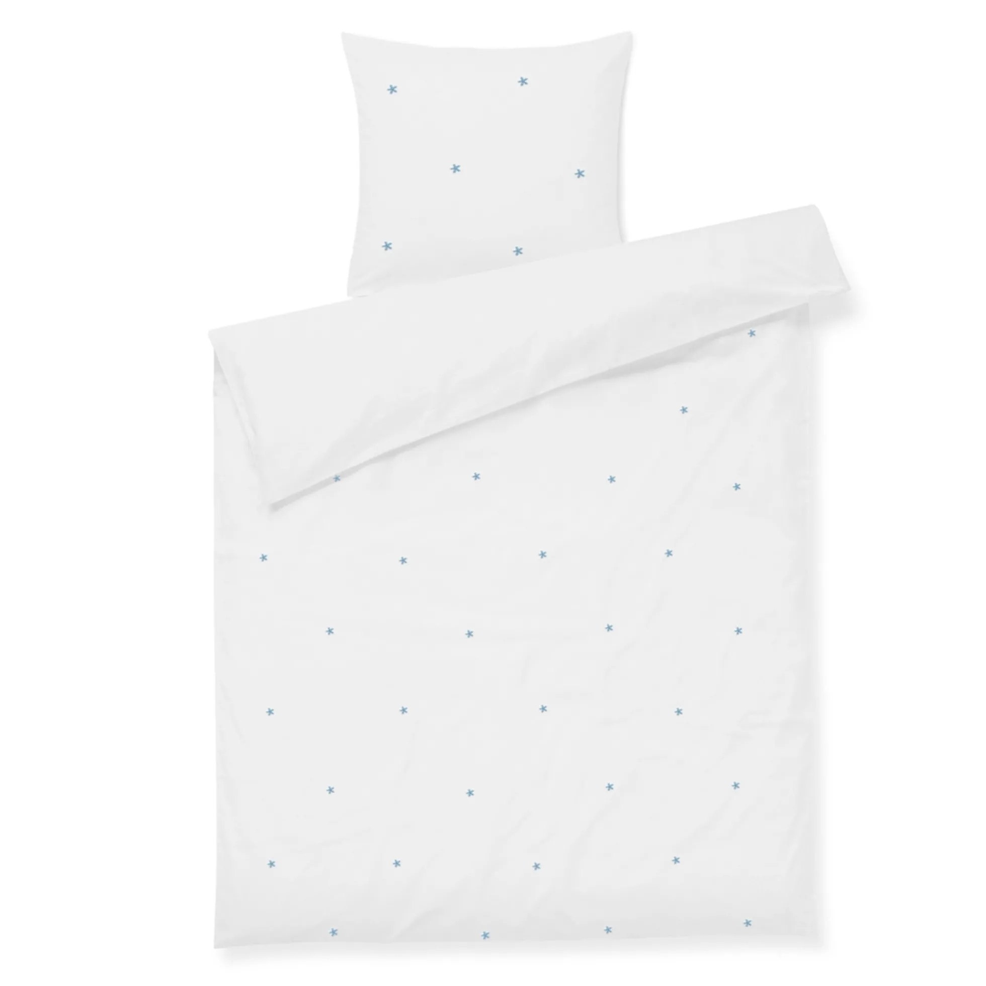 JUNA sengetøj - 100% økologisk bomuld - Daisy junior sengetøj 100x140 cm - Hvid med broderede blomster
