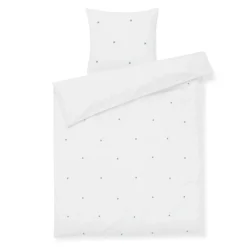 JUNA sengetøj - 100% økologisk bomuld - Daisy baby sengetøj 70x100 cm - Hvid med broderede blomster