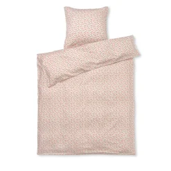 JUNA sengetøj 140x220 cm - 100% økologisk bomuldssatin - Pleasantly hvid med rosa blomster