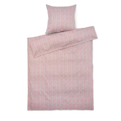 JUNA sengetøj 140x220 cm - 100% økologisk bomuldssatin - Pleasantly blå med rosa blomster