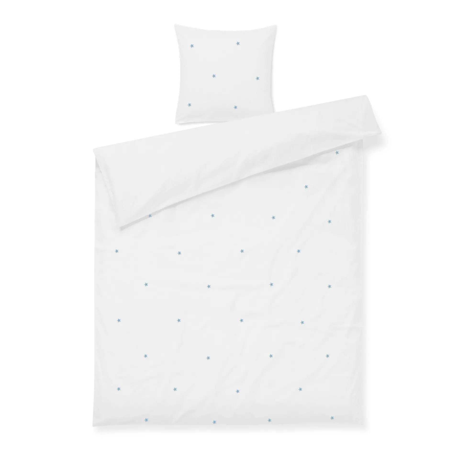 JUNA sengetøj 140x220 cm - 100% økologisk bomuld - Daisy hvid med broderede blomster
