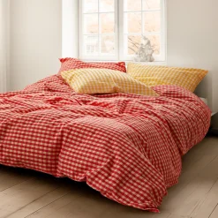JUNA sengetøj 140x220 cm - 100% økologisk bomuld - Bæk&Bølge rød