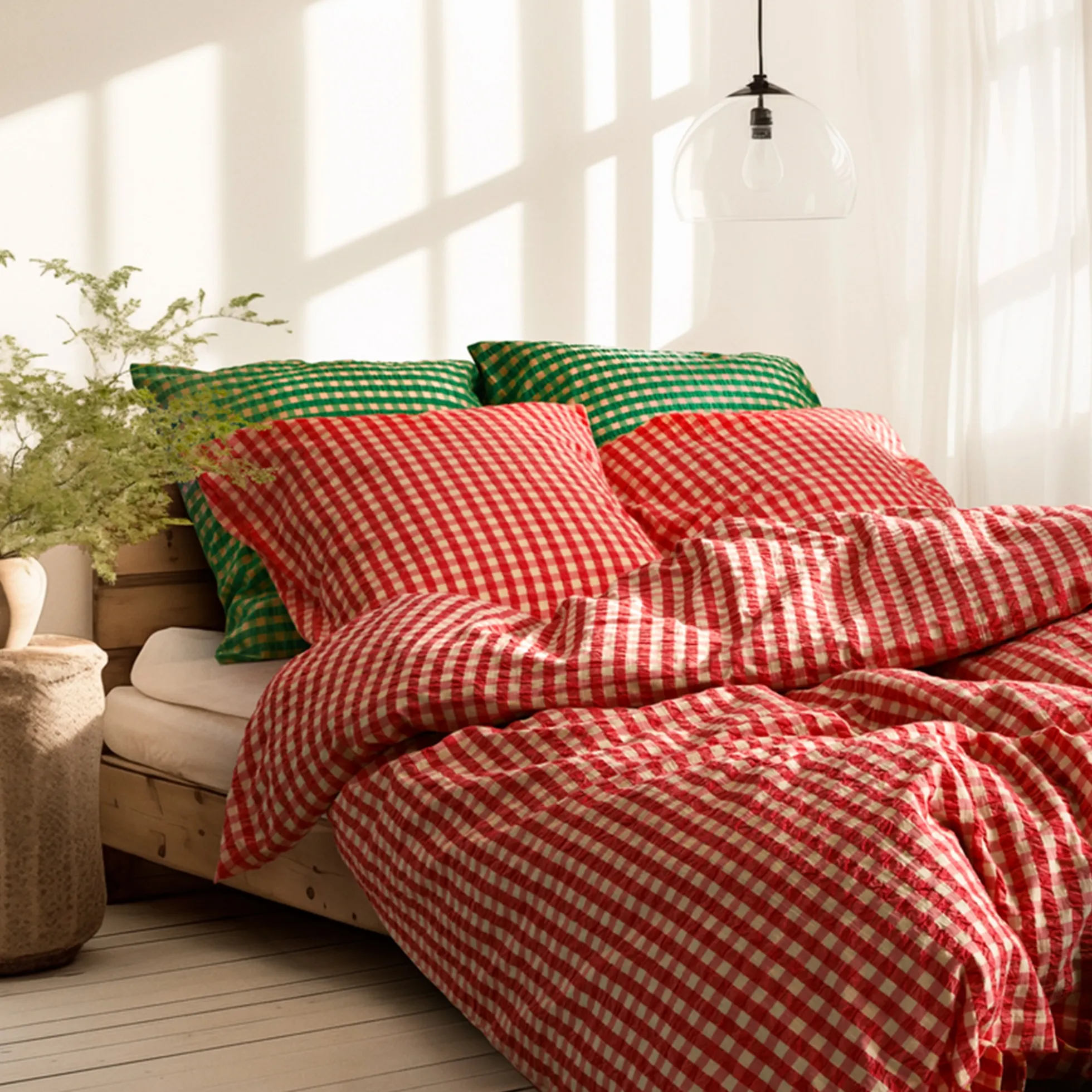 JUNA sengetøj 140x220 cm - 100% økologisk bomuld - Bæk&Bølge rød