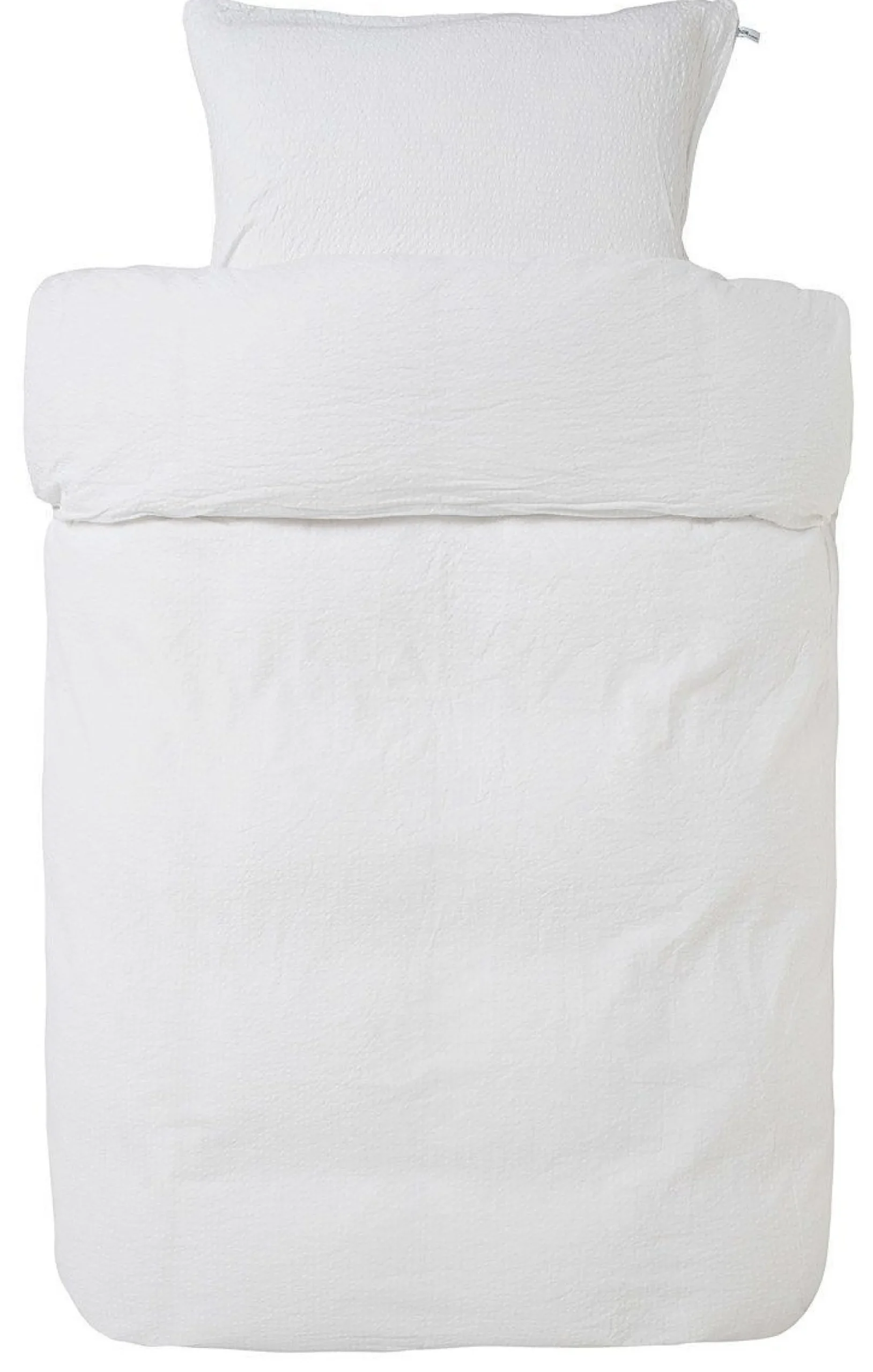 Junior sengetøj 100x140 cm - Bæk og Bølge - 100% bomulds krep - Ensfarvet hvid